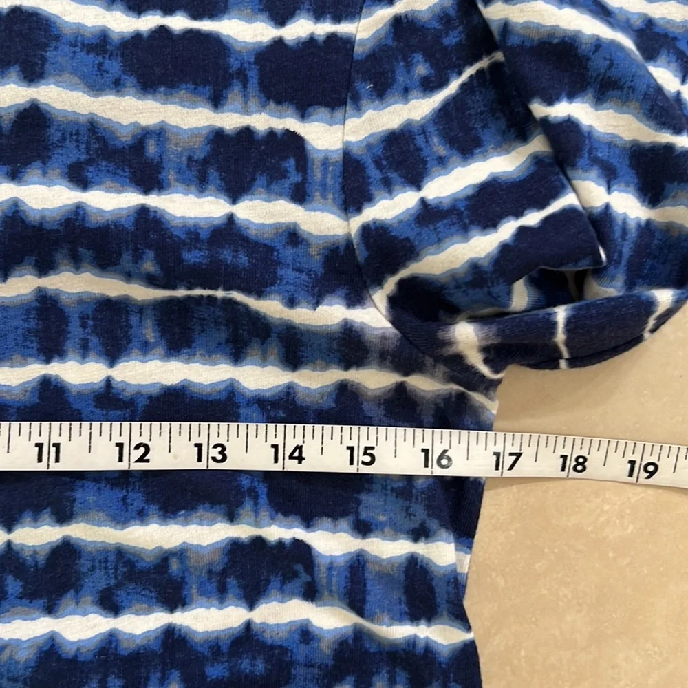 Tory Burch Hollie Tie Dye Women XSmall Navy Pullover Mini Stretch Geo Crew Dress